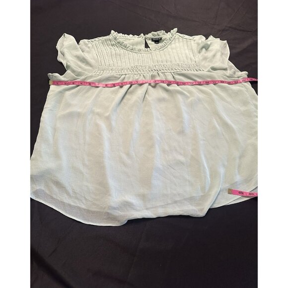 Torrid Green Short Layered Flutter Sleeves Tunic Womens Top Size 1 Career Office - Picture 4 of 7